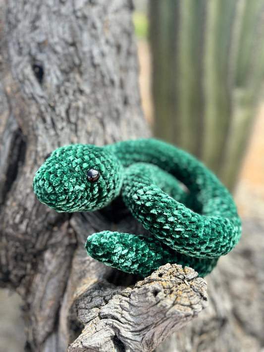 Handmade Velvet Snake - Green