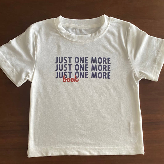 Just One More Book Tee - Blue & Red